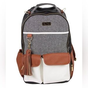 Itzy Ritzy Brown and White Baby Diaper Bag with Leather Accents